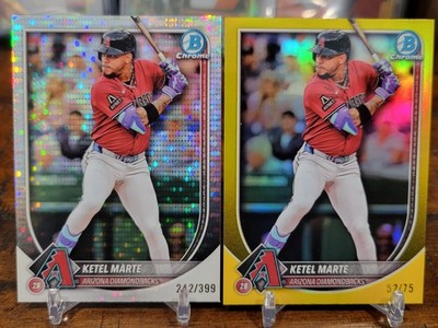 Ketel Marte 2025 Bowman Chrome TRUE YELLOW REFRACTOR #'d /75 + PULSAR #'d /399