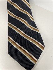 Robert Talbott Men’s Black Gold Striped 50% Silk 50% Cotton Necktie USA Made