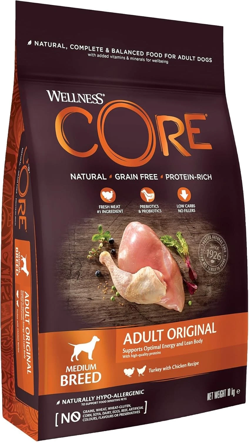 Wellness CORE Original Chicken&Turkey Dry Dog Food Medium Breeds Grain-Free 10kg