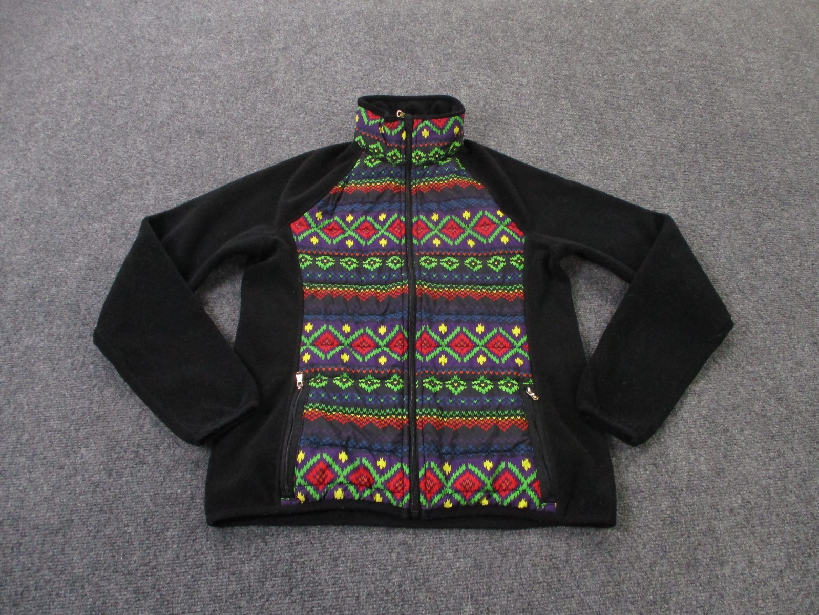 Ralph Lauren Jacket Women M Colorful Aztec Puffer Quilted Fleece Outdoors Hiking