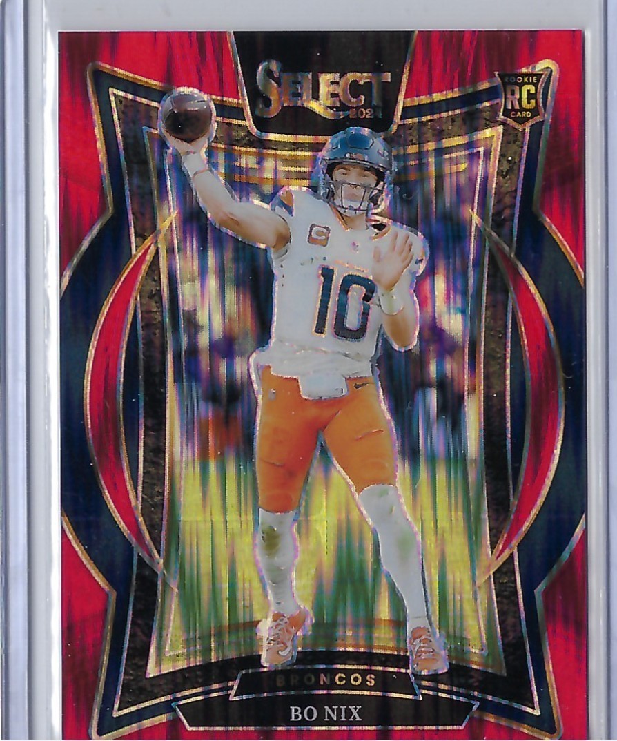 2024 Panini Select Concourse Bo Nix #30 Red Shock Prizm Rookie  /249 (RC) Denver