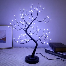 LED Bonsai Tree Light 108L Fairy Lamp Adjustable Black Branches USB White