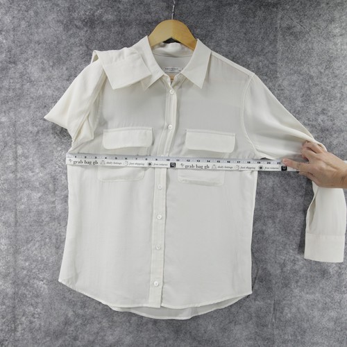 Equipment Femme Signature Shirt Womens Small Off White All Silk Flowy Button Up - Picture 5 of 9