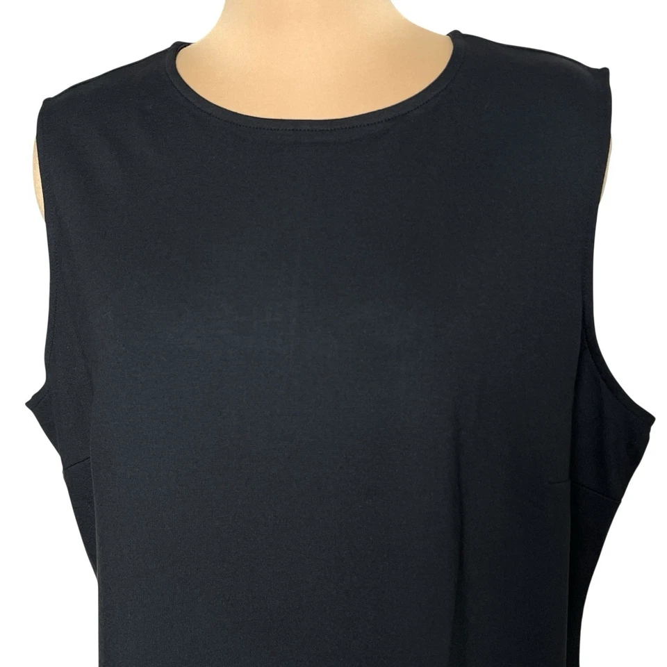 Nordstrom Rack Midi Dress Women 2X Sleeveless Shift Black Rayon Blend Back Zip - Image 4 of 4