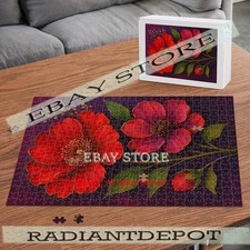 Red Garden Flower Floral botanical 500pc jigsaw puzzle 15X20.5 in
