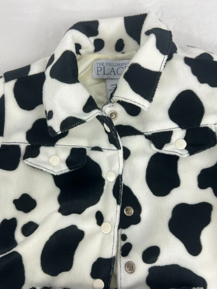 Conjunto de chaqueta y falda con estampado de vaca de piel sintética talla 18M para niñas y niños Foto 3 de 4