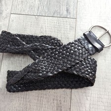 Gap Braided Woven Wide Twist Black Genuine Leather Belt M