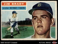 1956 Topps #126 Jim Brady Grey Back Tigers COMMON VARIATION 2 - GOOD