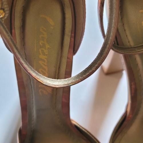 L'Intervalle Iridescent Rose Gold Glam Party Block High Heel Platform Sandals 7 - Picture 3 of 10