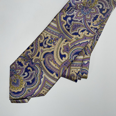 Paul Frederick Men's Tie Multicolor Paisley jacquard 100% Italian made Silk