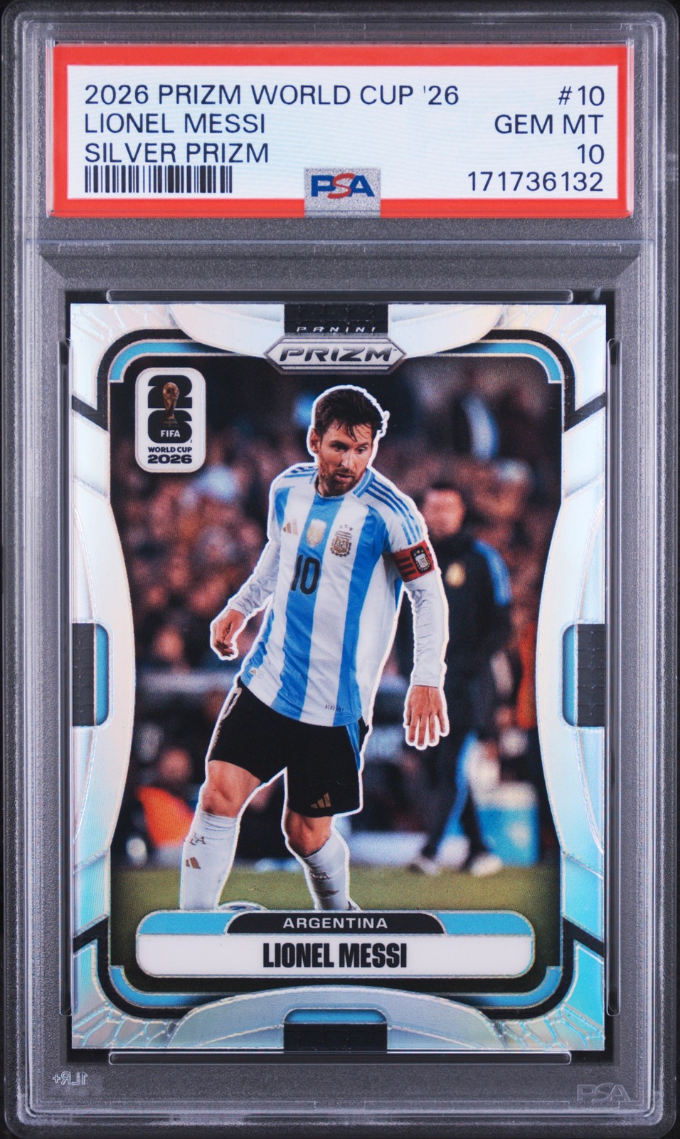 2026 PANINI PRIZM FIFA WORLD CUP 2026 SILVER PRIZM #10 LIONEL MESSI PSA 10