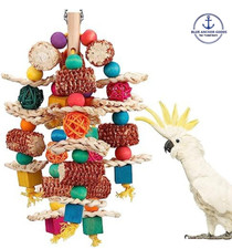 Large Parrot Toys Natural Wooden Bird Chewing Toys for Large Macaws African Grey