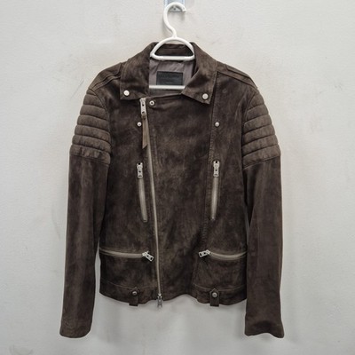 Allsaints Circuit braune Wildleder Biker Racer Punk Rock Jacke Größe Medium