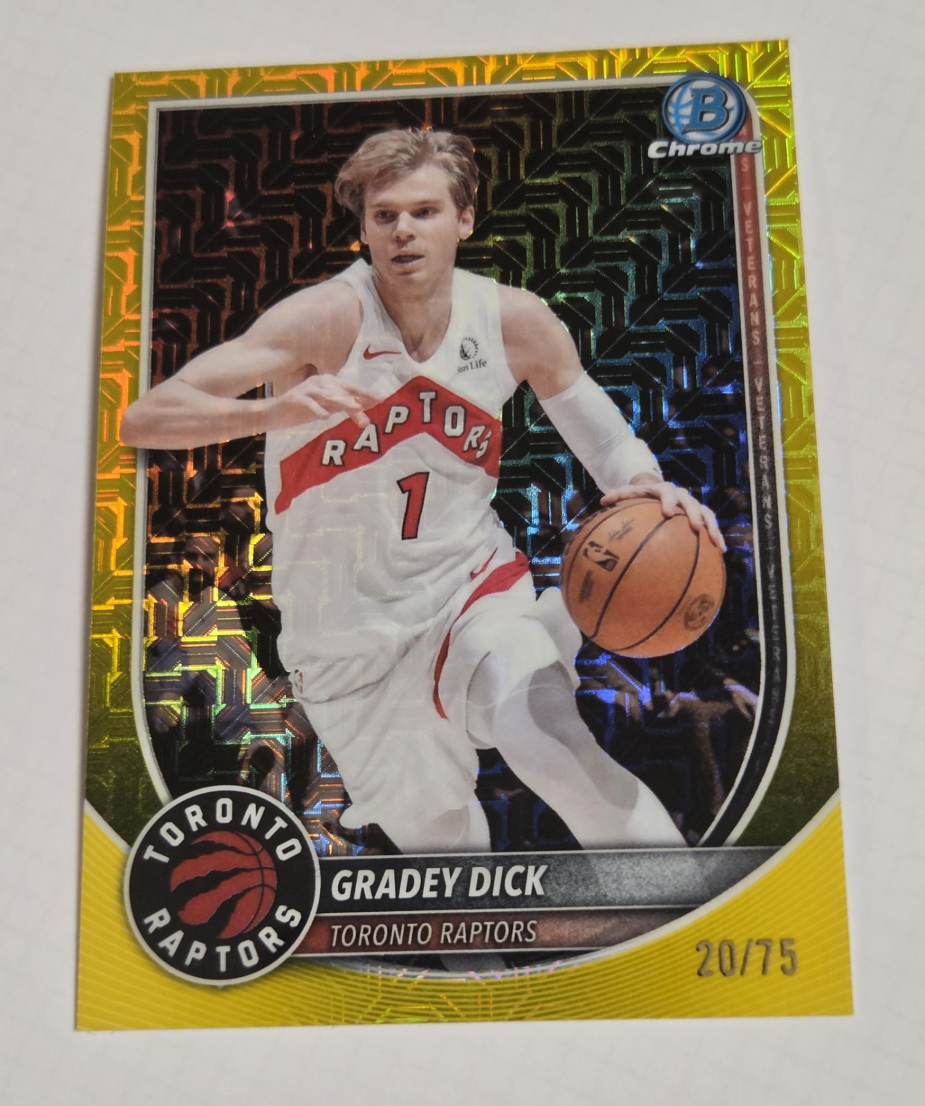 2025-26 Bowman - Chrome Gradey Dick #BCV-70 Yellow Mojo Refractor 20/75 MINT
