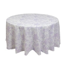 120" French Toile Pattern Polyester Round Tablecloth for Weddings and Events