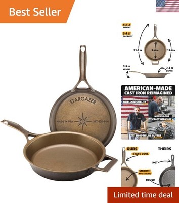 12-Inch Cast Iron Skillet - Smooth Non-Stick Surface & Heavy Duty Design