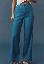 Anthropologie Maeve Colette Beachy Linen Full-Length Wide-Leg Pants 29P NWT