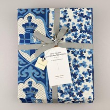 Anthropologie Mind The Gap Duvet Cover QUEEN Blue Cotton Floral Horses New