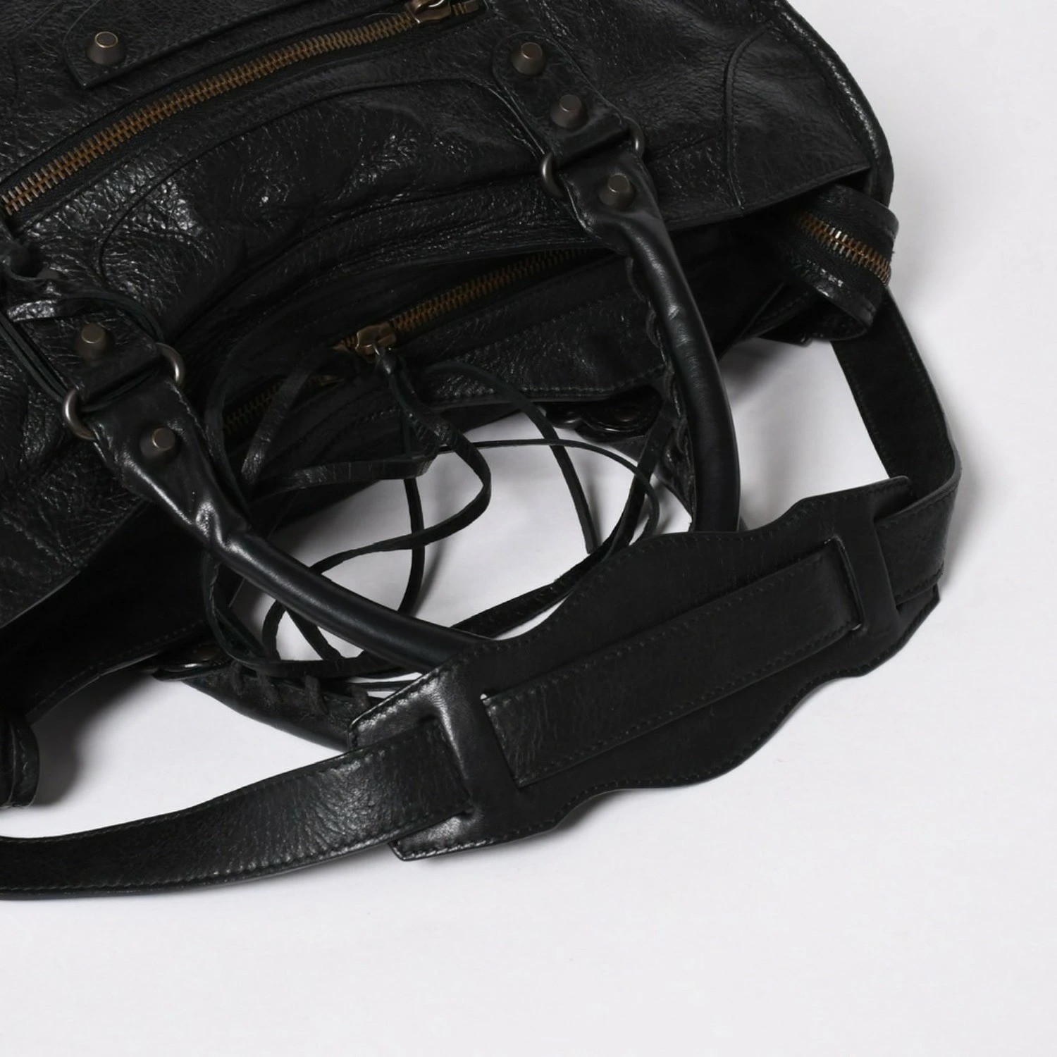 BALENCIAGA The City 115748 Black Leather Motorcycle B… - Gem