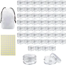 55Pcs 5 Grams Sample Containers with Lids and Labels, Small Little Mini Tiny Con