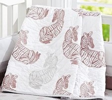Pottery Barn Baby Quilt Zebra Safari Bedding Hand Quilted Toddler Quilt NIP 116