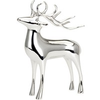 GroßE Stehende Silber Deko Rentier Figur & Geweih - Weihnachten Wildfigur 19 Cm