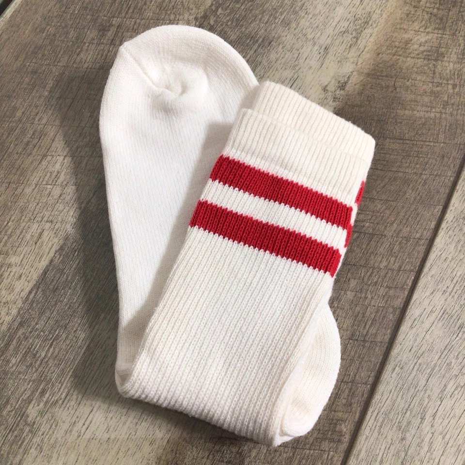 Vintage Retro Classic Red Striped Crew Socks ~ ISSUES - Image 2 of 4