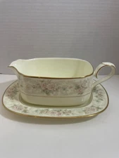 Vintage Noritake Willowbrook Bone China Gravy Boat & Underplate 9722