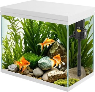 28L Small Glass Aquarium Tank with Filter and Light White