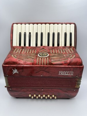 Vintage Princetti Piano Accordion Red Pearl - Made in Italy - Works - RARE