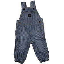 Osh Kosh Baby Bgosh Overalls Baby 6M Blue White Hickory Stripe Knit Faded Bibs