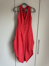 Free People Red Halterneck 'Vintage Bustle' Midi Dress Size XS - Boho, Lagenlook
