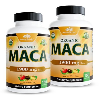 NaturaLife Labs Organic Maca Root   Black, Red & Yellow   1900 mg per Serving...