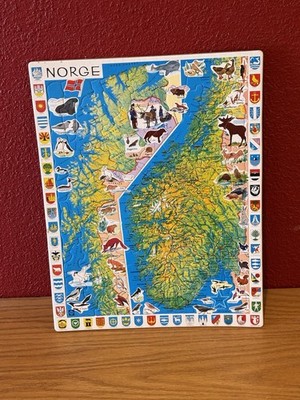 Jigsaw Puzzle Norge Norway Larsen Frametray Map 61 pieces Animals