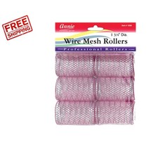 Purple Jumbo 1 3/4 Inch Wire Mesh Hair Rollers 6-Pack for Lightweight Styling