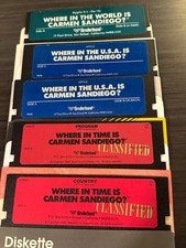 Carmen Sandiego lot Where in World USA Time Apple II plus IIe 2 vintage computer