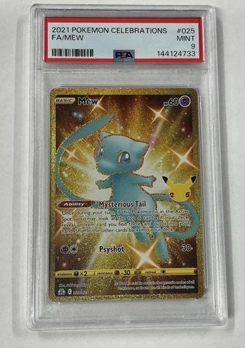 New Listing2021 Pokémon 25th Celebrations #025 Gold Full Art Mew Secret Rare PSA 9 Mint