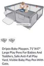 Dripex Foldable Baby Toddler Large Foldable Playpen  71"x71"x27  Dark  Grey