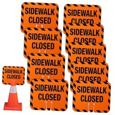 Pcs Plastic Sidewalk Closed Signs Bulk,10.4" x 12.6"  | Fits Traffic Cones, 9