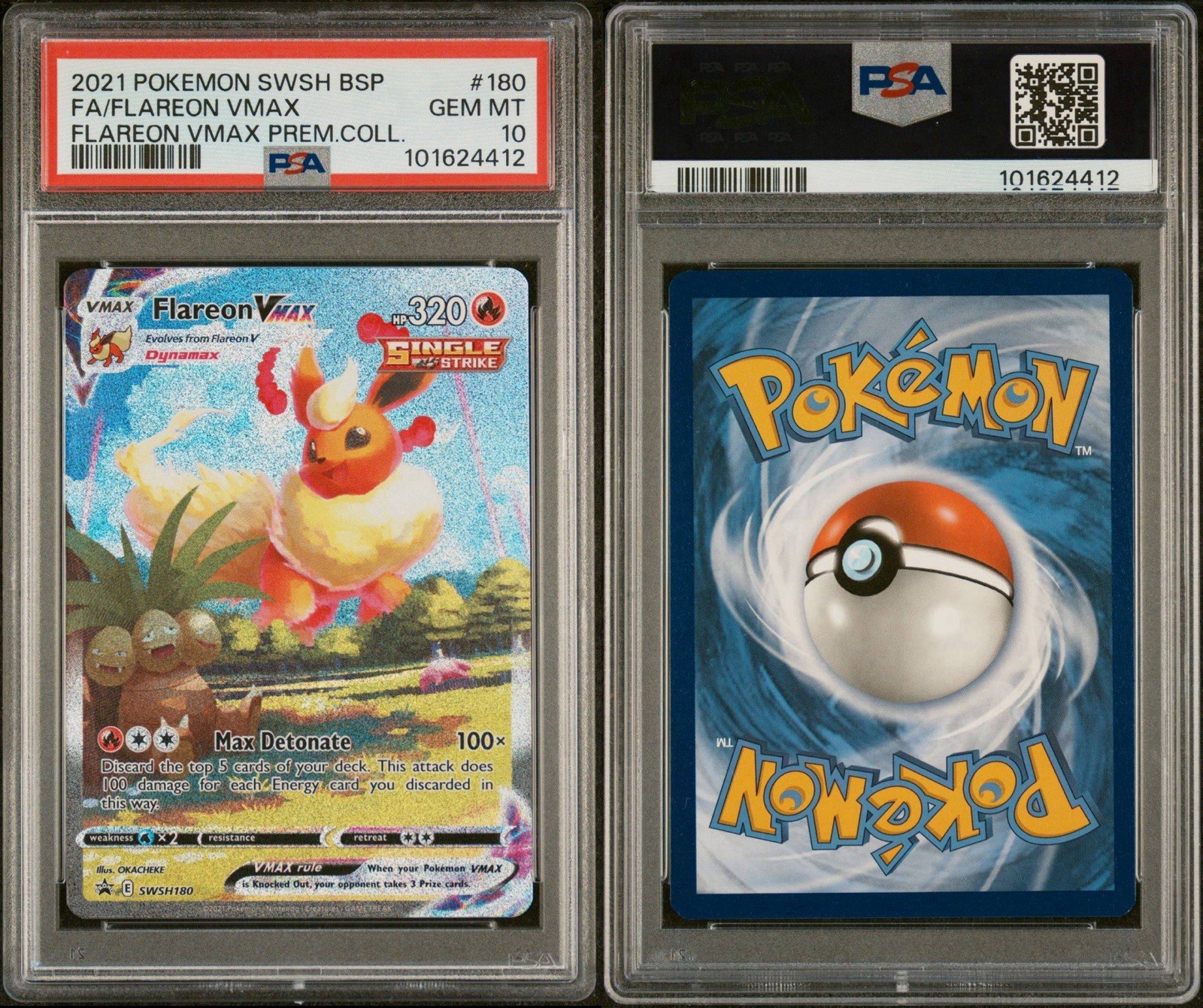 2022 POKEMON SWSH BLACK STAR PROMO SWSH180 FULL ART/FLAREON VMAX PSA 10