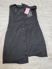 PLT Black Asymmetric Fold Bandeau Mini Dress BNWT size 4