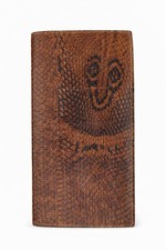 Vintage Snakeskin Leather Handbag Brown Clutch Python Skin Crossbody Strap