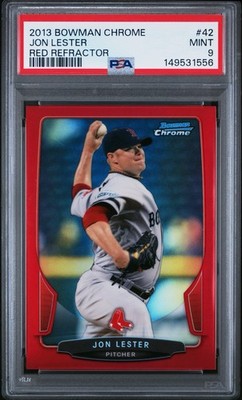 JON LESTER 2013 Bowman Chrome #42 RED Refractors #/5 PSA 9 MINT POP 1 RED SOX