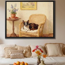 Watercolor Painting Dog Art French Bulldog Canvas Print Living Room Decor