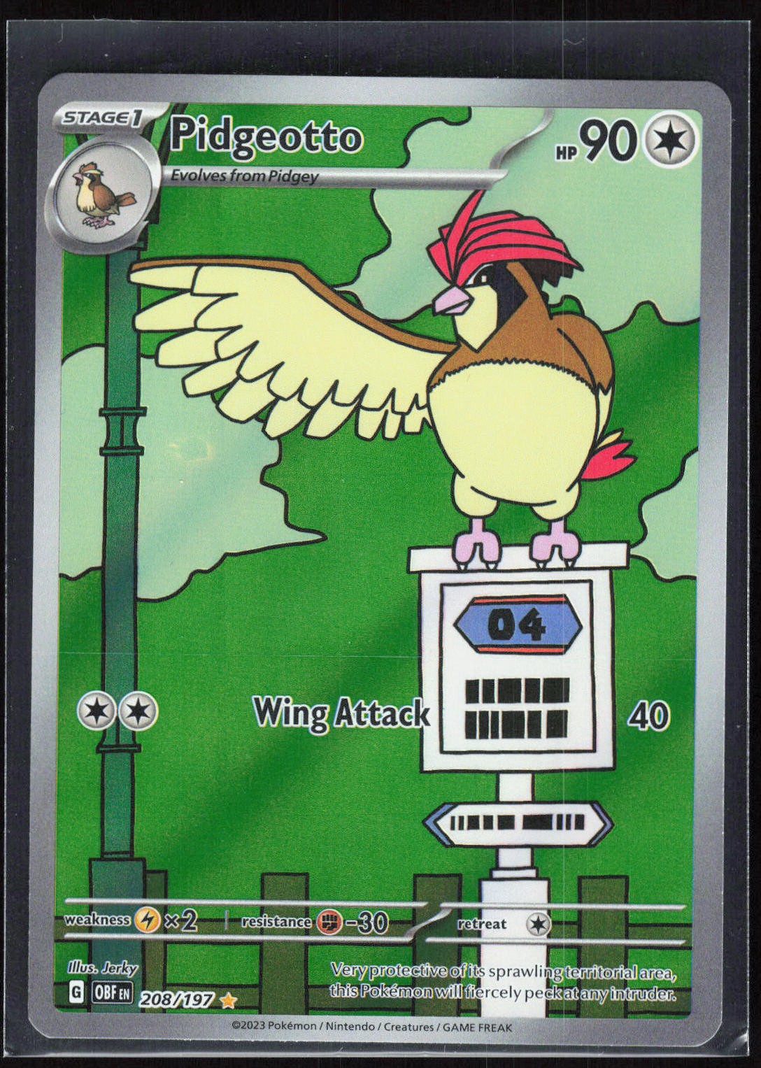 Pokemon Pidgeotto - SV03: Obsidian Flames 208/197 Illustration Rare LP