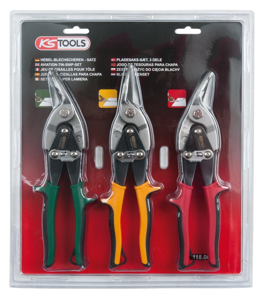 Cisaille pour tôles 118.0050 à découpe nette, pack de 3 pièces en acier