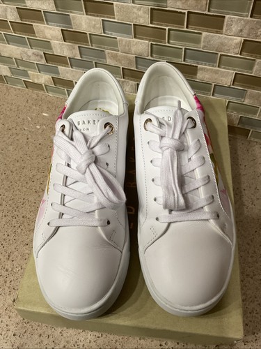 Ted Baker London Damen-Sneaker weiß Leder Blumenmuster Kunstdruck ARTOH Größe 7 - Bild 5 von 11