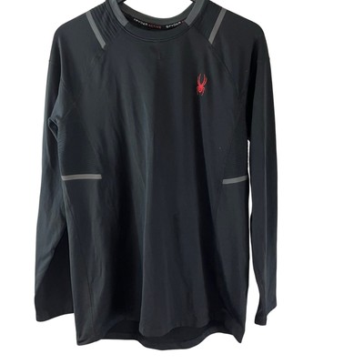 Spyder Active Shirt  Medium Black Pullover Athletic Performance Outdoors Proweb