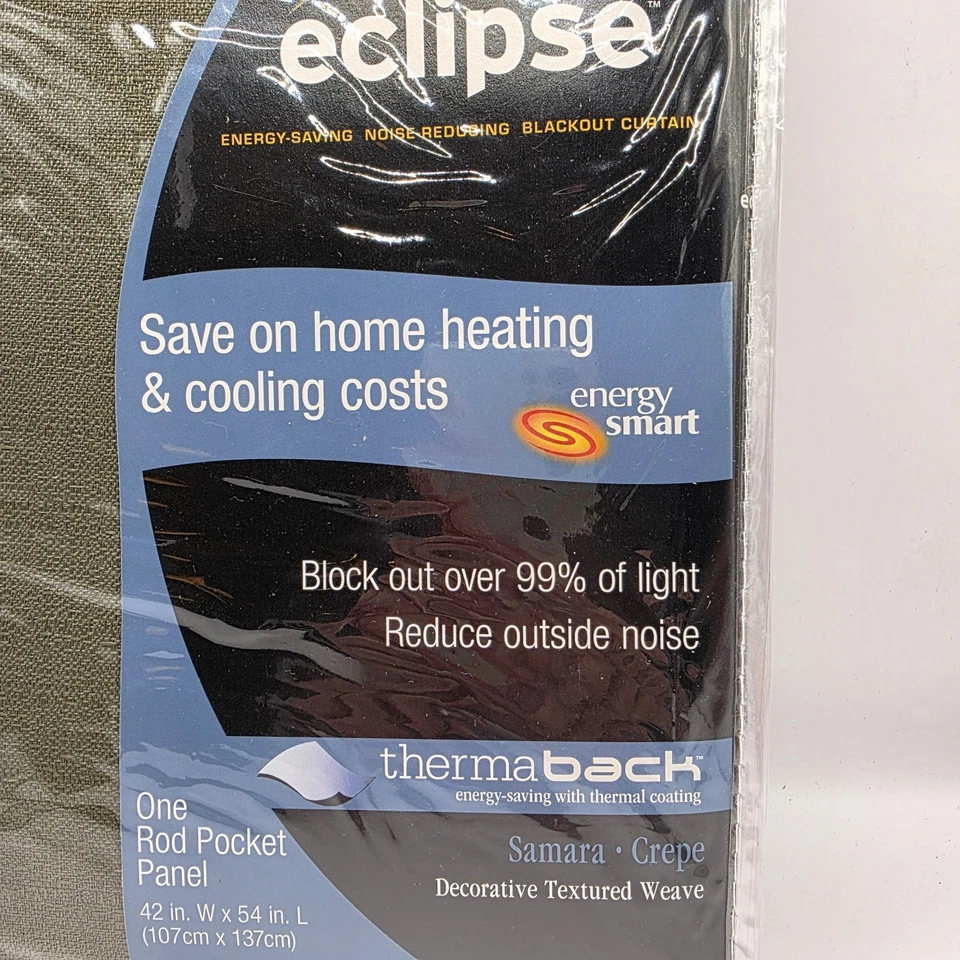 "Lote de 2 cortinas de ventana Eclipse Blackout Samara-Crepe 1 varilla panel 42""x54""" Foto 3 de 4