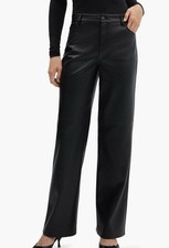 MANGO Faux Leather Straight Leg Pants 6